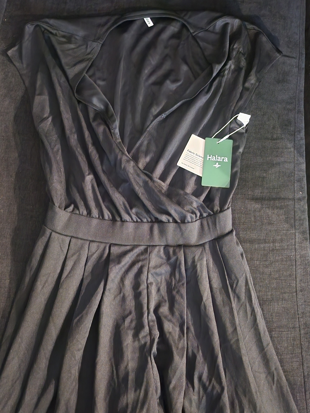 Black Waffle Wide Leg Jumpsuit